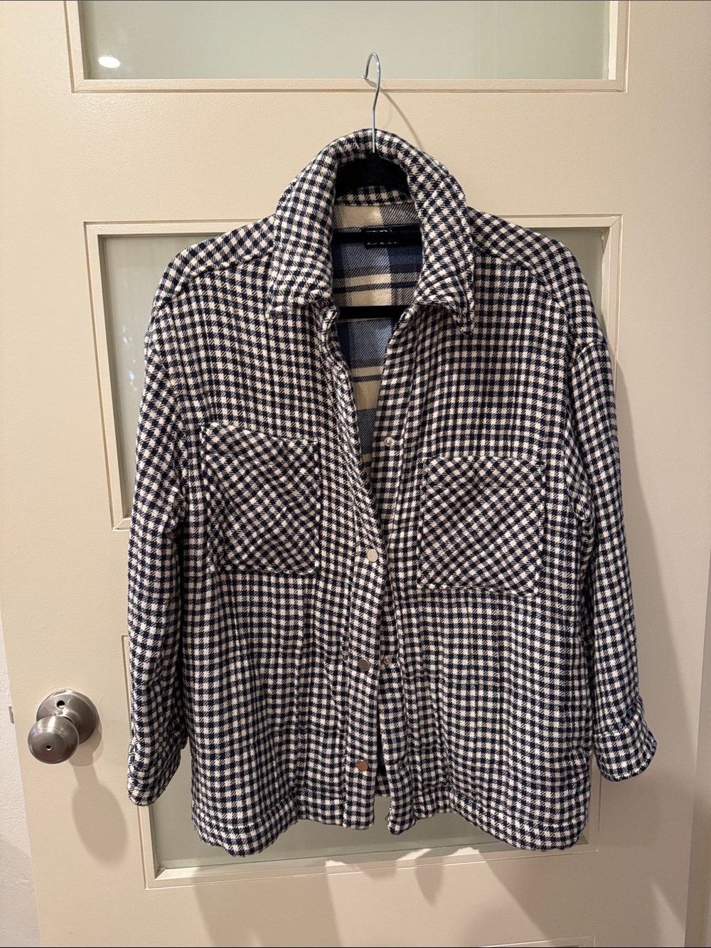 Zara Black and White Gingham Shirt Jacket Size XS